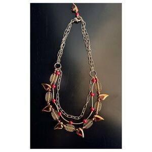 Elegant Gold and Red Heart Necklace
